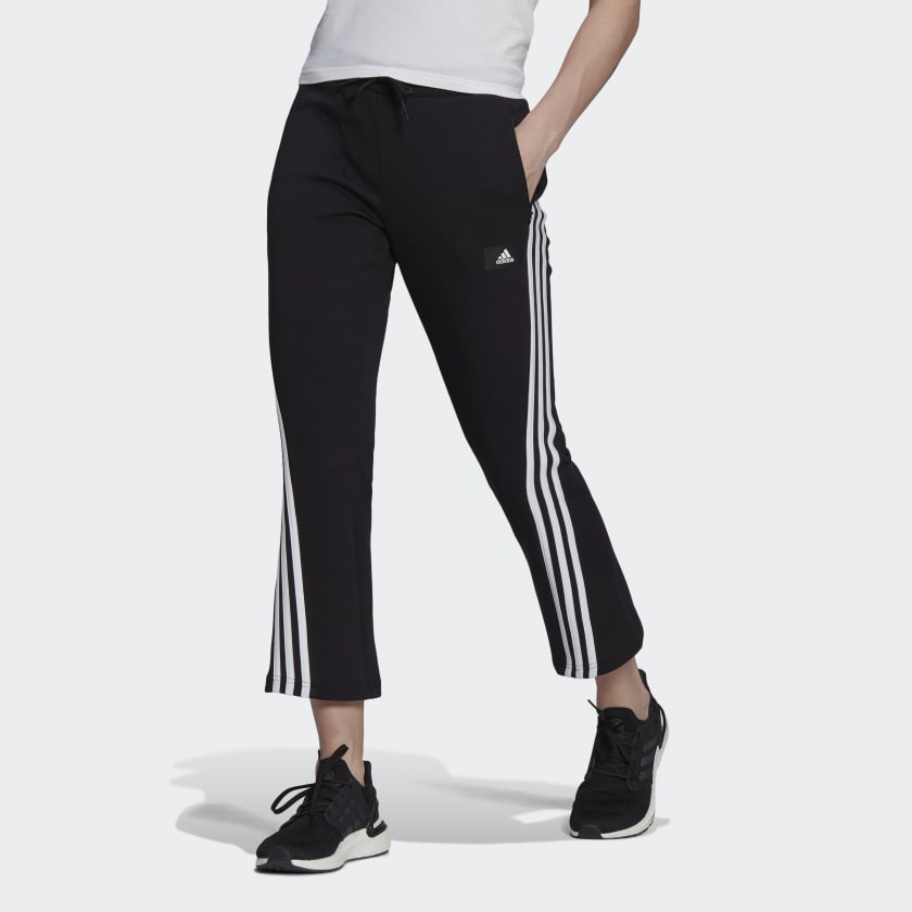 adidas Originals Three Stripe Flared Track Pants In Black