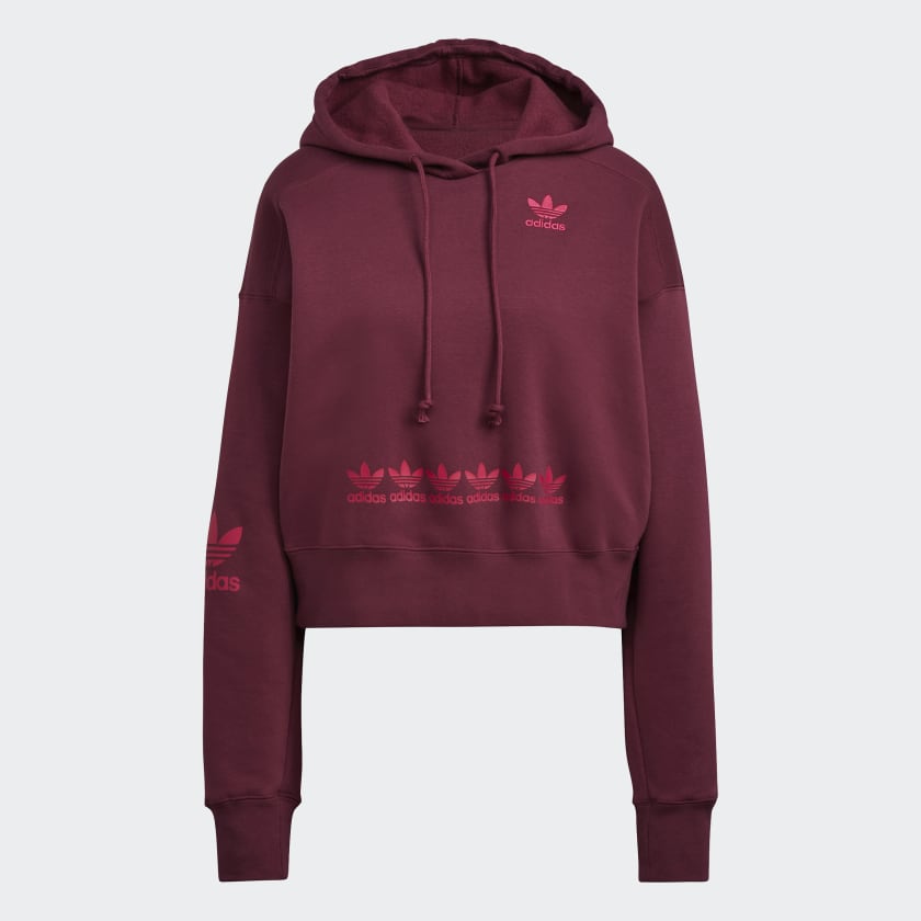 adidas Logo Play Cropped Hoodie Burgundy Free Shipping with adiClub adidas US