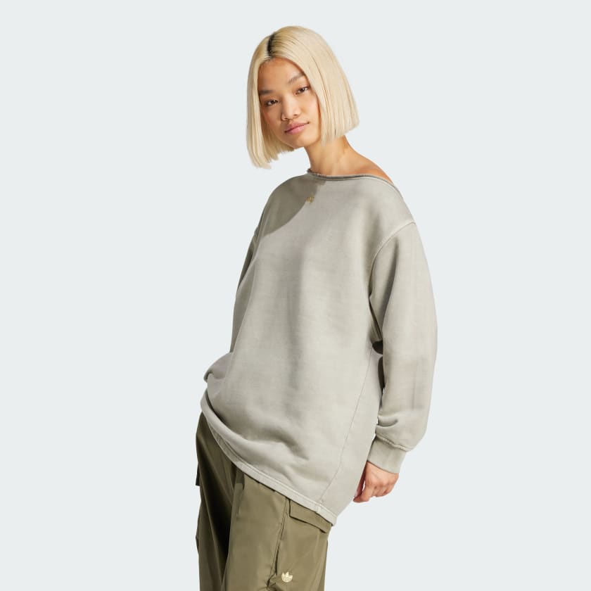 アディダス ウォッシュ オフショルダースウェット - グリーン
