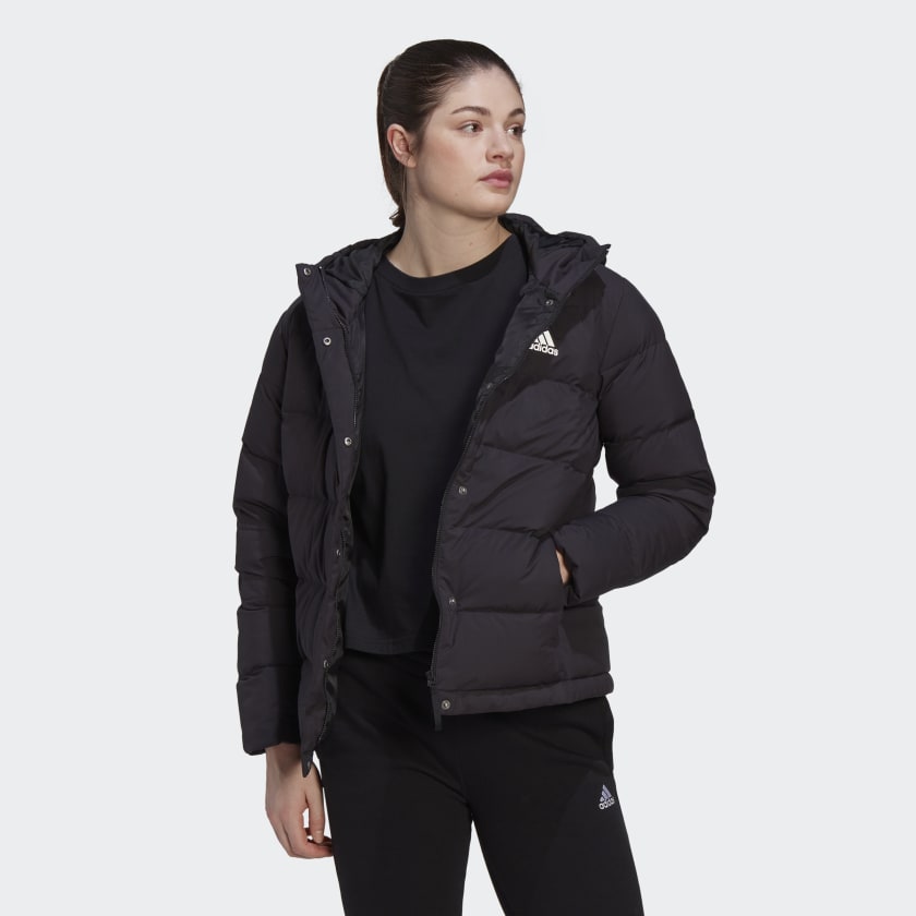 mermelada Nathaniel Ward mundo adidas Helionic Hooded Down Jacket - Black | Women's Hiking | adidas US