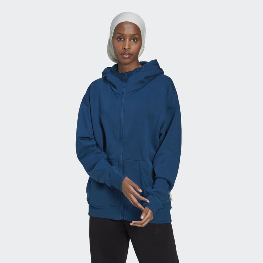 adidas Studio Lounge Fleece Full-Zip Hoodie - Blue | Women\'s Lifestyle |  adidas US