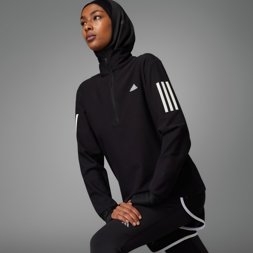 Felpa da running Own the Run 1 2 Zip Nero HC6330 HM6