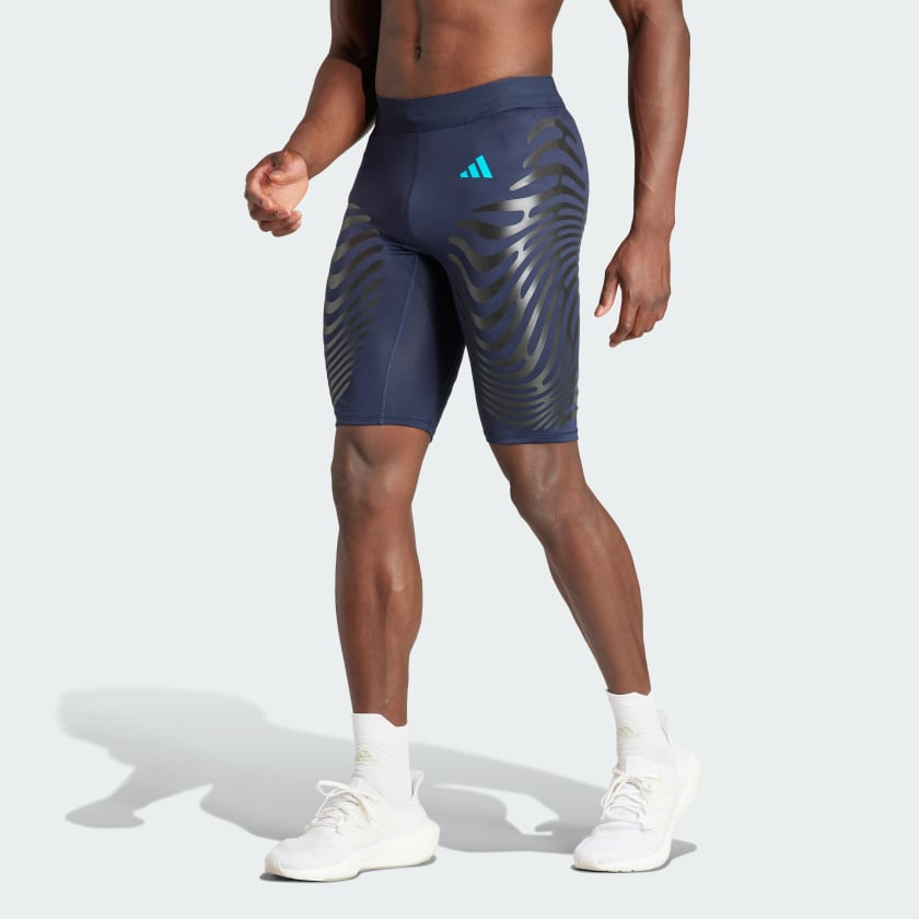 adidas Adizero Control Running Short Tights - Blue | Men's Running 