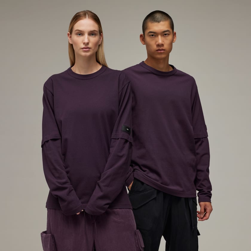 adidas Y-3 Crepe Jersey Long Sleeve Tee - Purple | Unisex Lifestyle ...