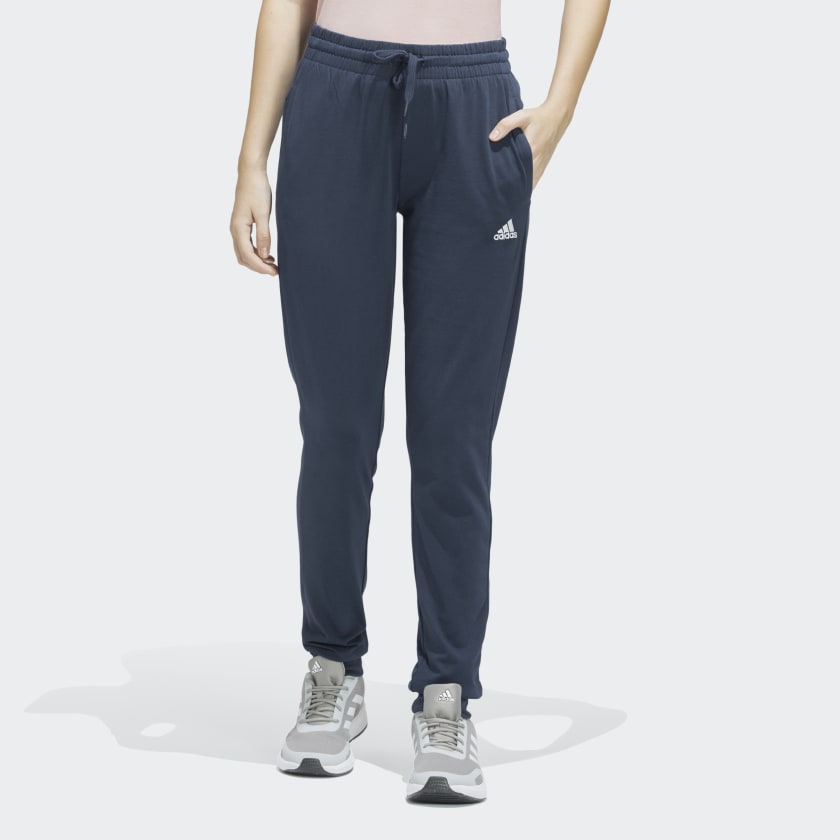 adidas LINEAR FRENCH TERRY CUFFED PANTS - Blue | adidas India