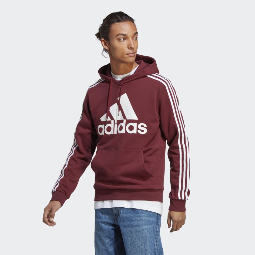 overhemd manipuleren Plateau adidas Essentials Fleece 3-Stripes Logo Hoodie - Bordeaux | adidas Belgium