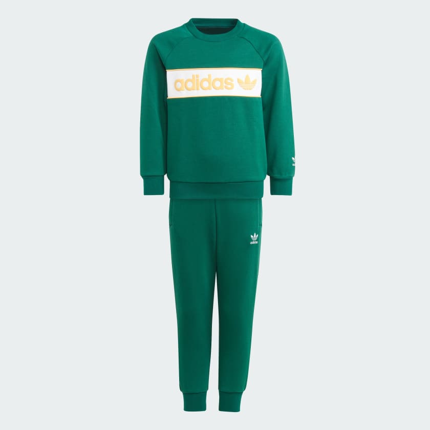 Adidas green 2025 crew set white