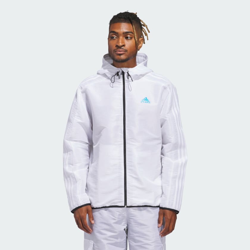 Adidas white windbreaker jacket outlet