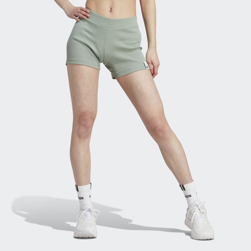 adidas Lounge Rib Booty Shorts - Green