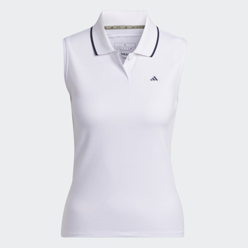 adidas Go To Pique Sleeveless Golf Polo Shirt White adidas Australia
