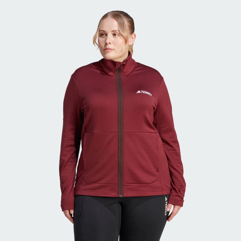 adidas Women\'s | Light | - US Terrex Size) Full-Zip Jacket Hiking Burgundy adidas (Plus Fleece Multi