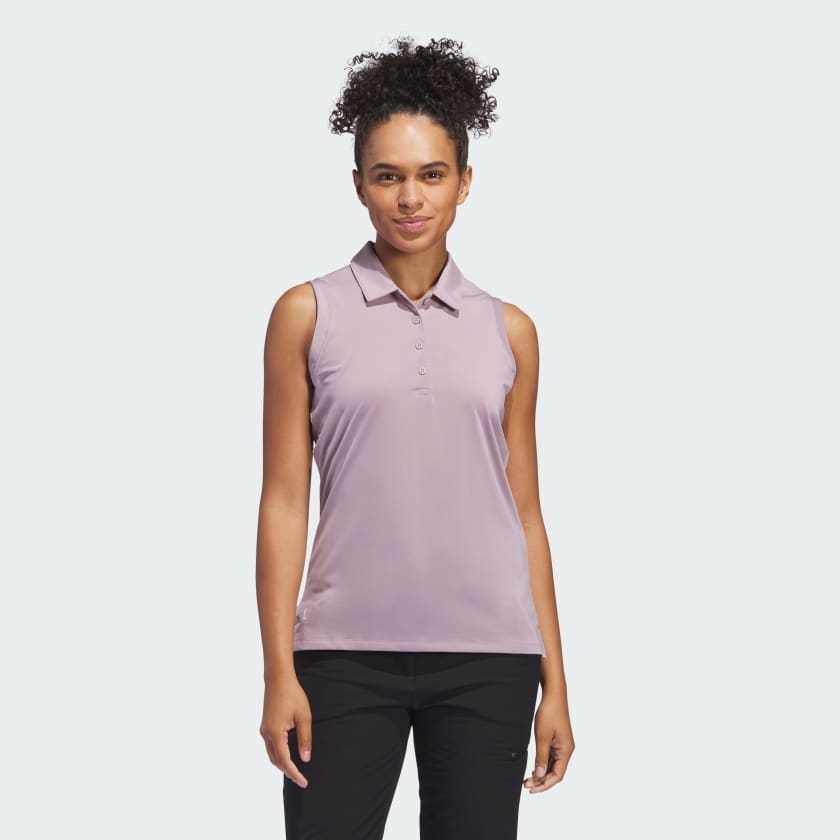 adidas Ultimate365 Solid Sleeveless Polo Shirt - Purple | Women's Golf ...
