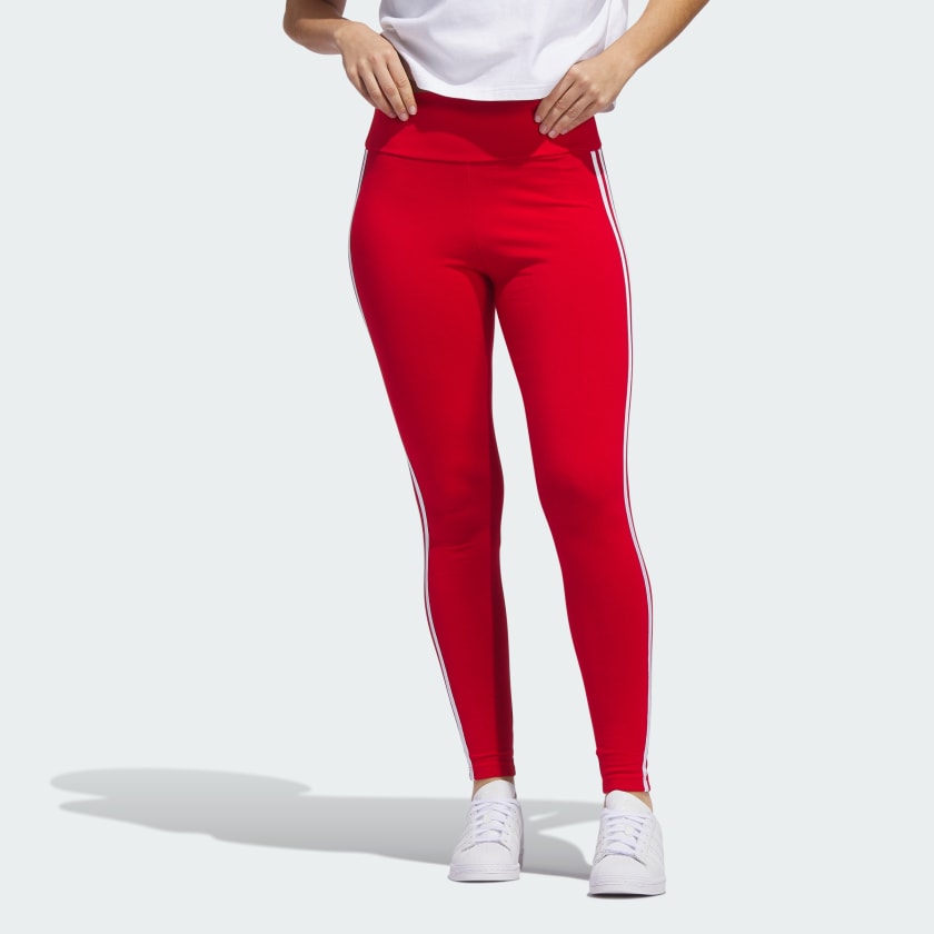 Adidas red large logo tee & black large logo leggings set (M)