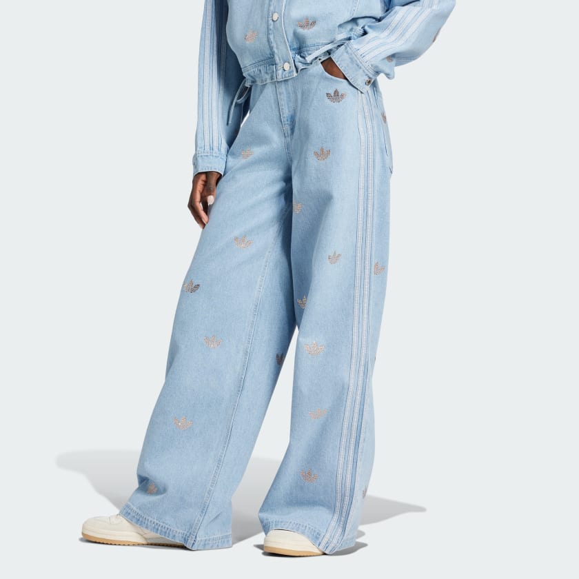 adidas Denim Rhinestone Pants Blue Free Shipping with adiClub adidas US