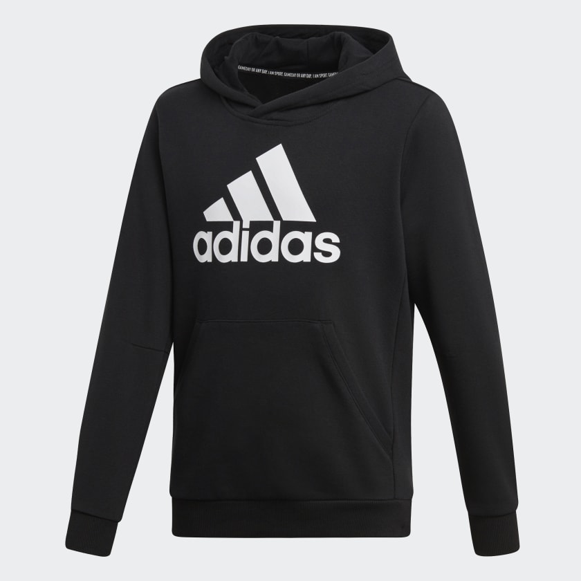 adidas Boys' Must Haves Badge of Sport Hoodie in Black and White ...