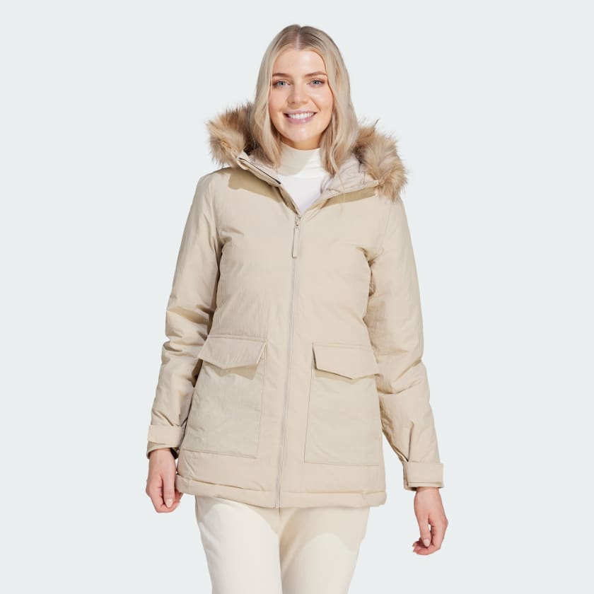 Parka Hooded Fur Beige HZ5734 21 model