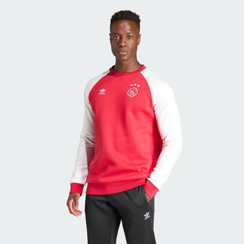 adidas Ajax Amsterdam Essentials Trefoil Crew Sweatshirt Rood adidas Offici le Shop