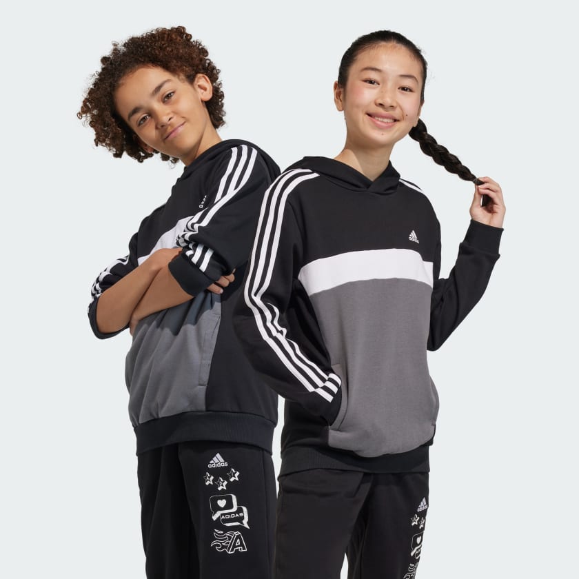 Een hekel hebben aan Verlammen voering adidas Sweat-shirt à capuche molleton Tiberio 3 bandes Colorblock Enfants -  Noir | adidas Belgium