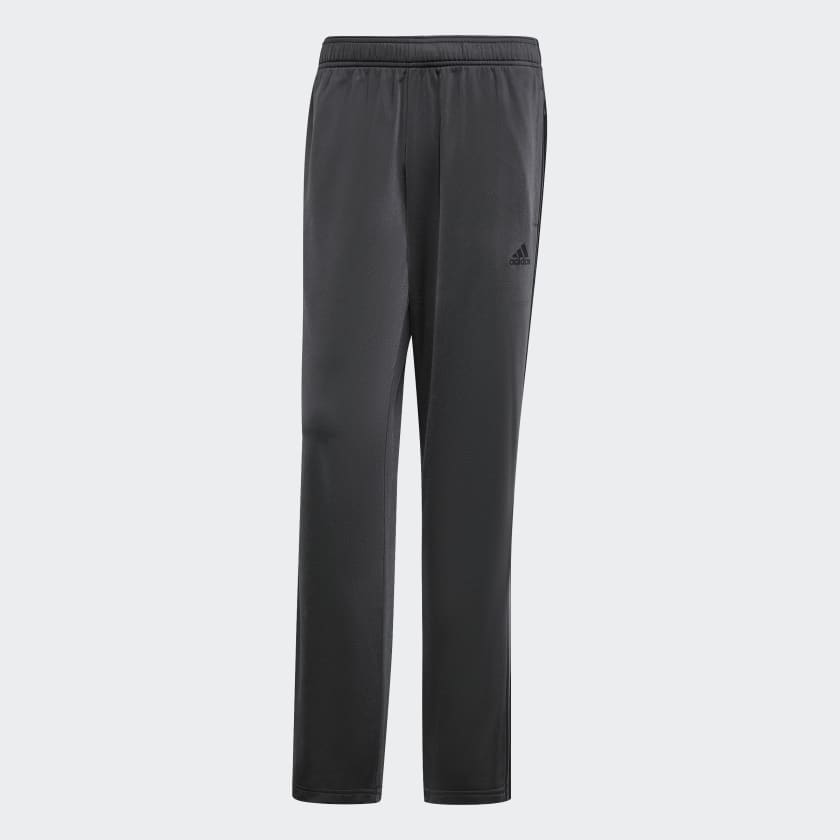 adidas Primegreen Essentials Warm Up Open Hem 3 Stripes Tracksuit Bottoms Grey adidas UK