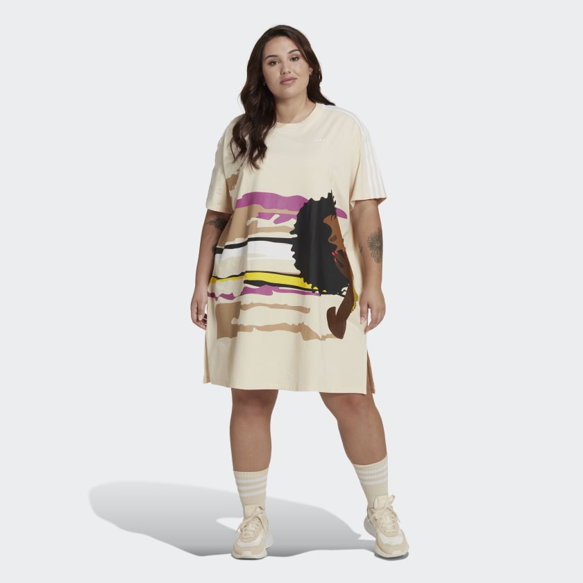adidas Thebe Magugu Tee Dress (Plus Size) Beige adidas UK