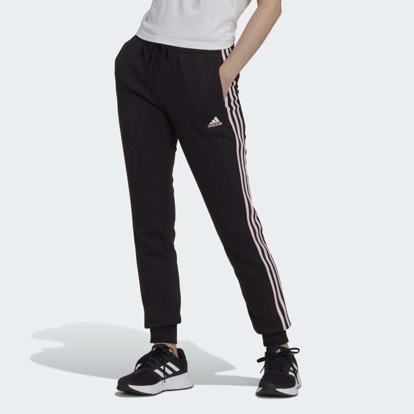 adidas Essentials Fleece 3-Stripes Pants - Black | Women's Training ...