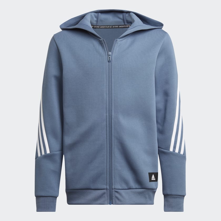 adidas Future Icons 3 Stripes Full Zip Hoodie Blue adidas Ireland