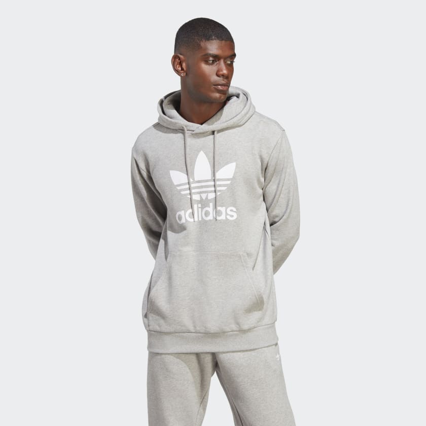 adidas Adicolor Classics Trefoil Hoodie - Grey | Men's Lifestyle US