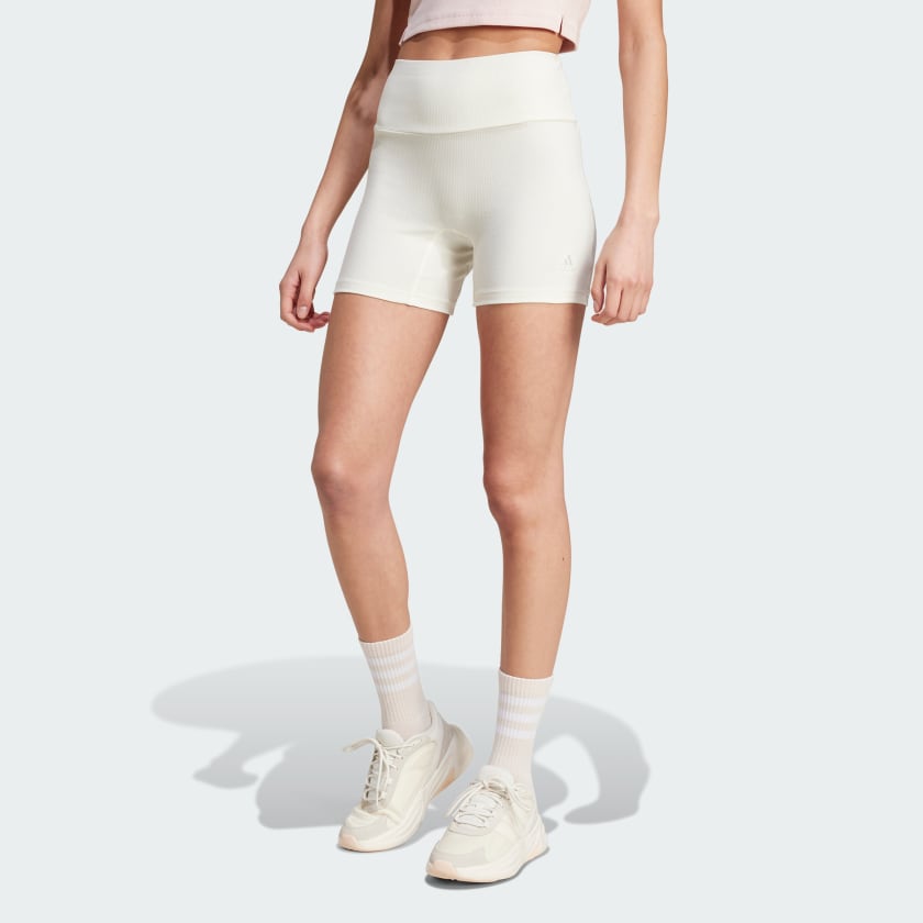 adidas Lounge Ribbed High Waist Bike Shorts White adidas Singapore