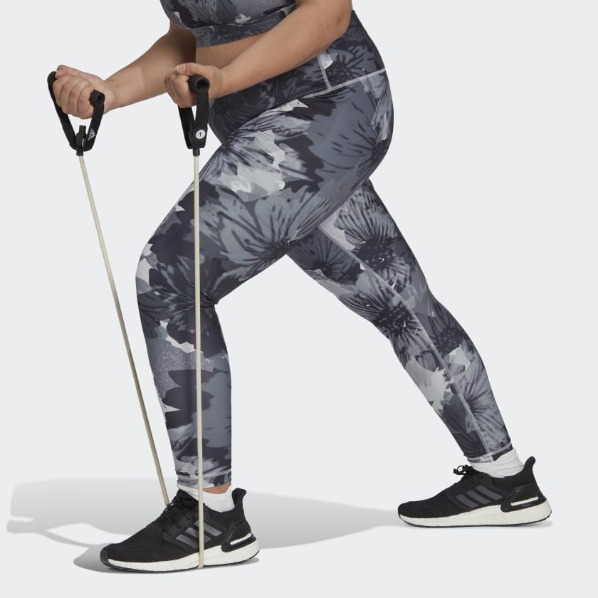 Training Essentials Printed High-Waisted Leggings (Plus Size) Grey | Women's Training adidas US