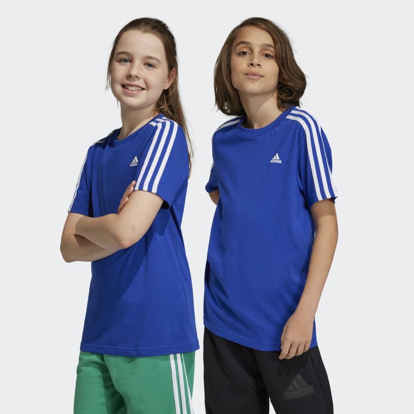 adidas Essentials 3 Stripes Cotton Tee Blue adidas Thailand