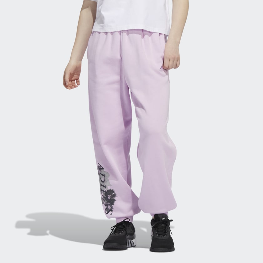 adidas Floral Graphic Cuffed Jogger Pants Purple Women s