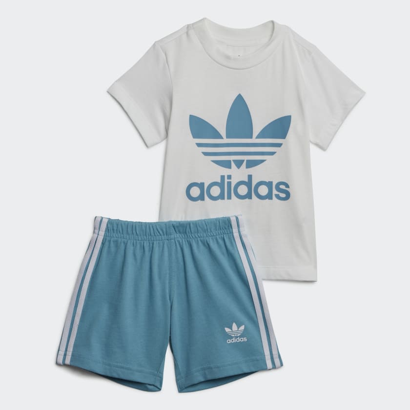 👕 adidas Adicolor Trefoil Shorts Tee Set - Blue | Kids' Lifestyle ...
