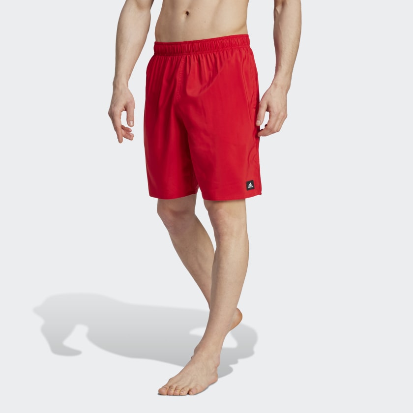 adidas Solid CLX Classic-Length Swim Shorts - Red | Men's Swim | adidas US