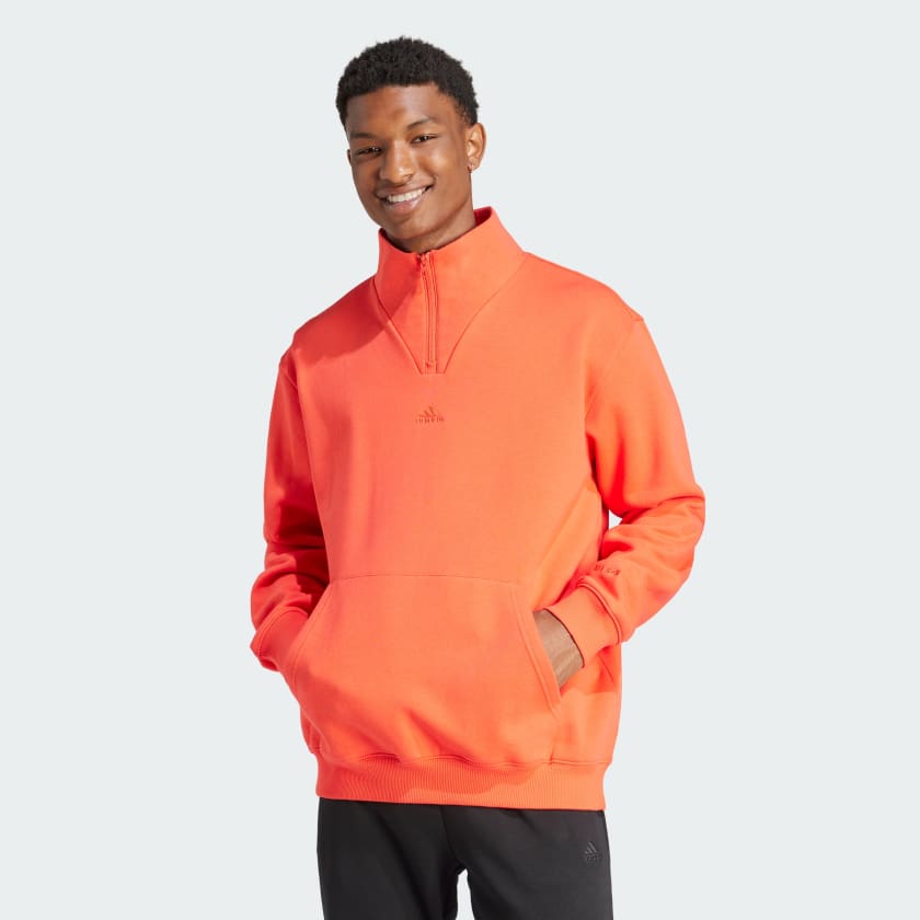 adidas ALL SZN Fleece 1/4-Zip Sweatshirt - Red | Men's Lifestyle ...