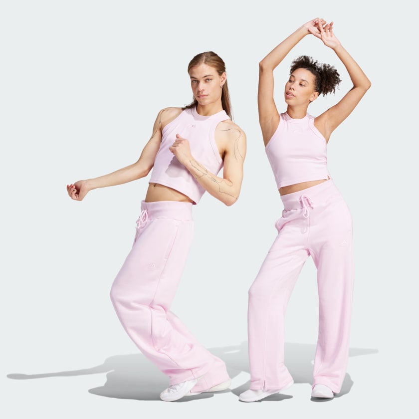 adidas Lounge French Terry Straight Leg Pants - Pink