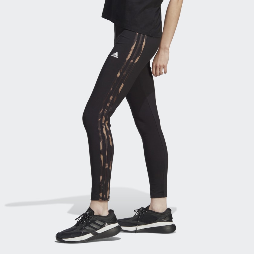 adidas Vibrant Print 3-Stripes Cotton Leggings - Black | Women's Lifestyle  | adidas US