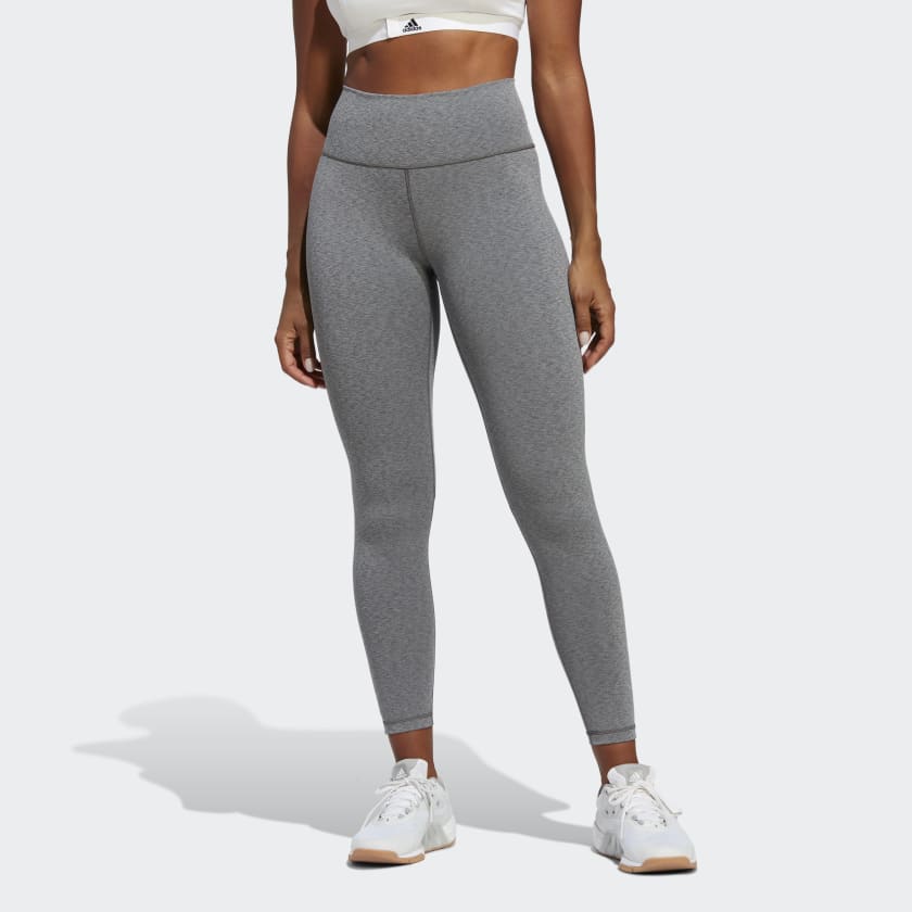 Adidas Essentials Linear Tights-Medium Grey Heather/Collegiate