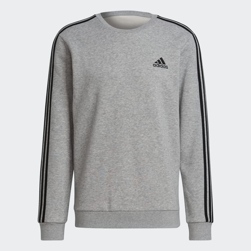adidas Essentials Fleece 3-Stripes Sweatshirt - Grey | adidas UK