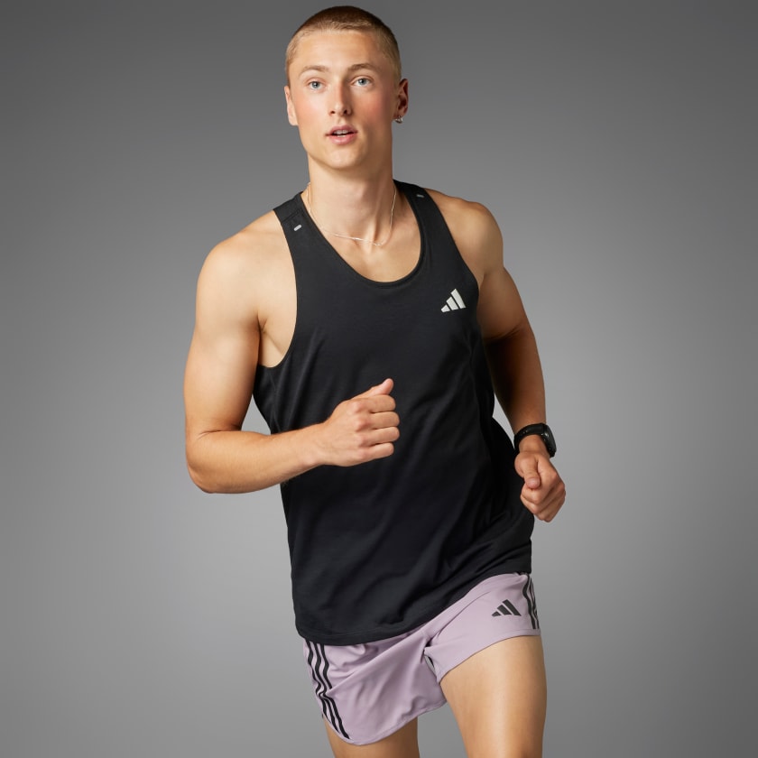 adidas Own the Run 3-Stripes Shorts - Purple, Men's Running