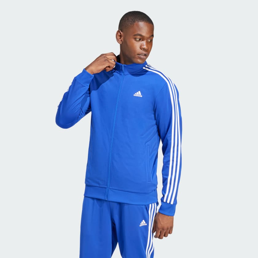 adidas Essentials Warm-Up 3-Stripes Track Jacket - Blue | Men\'s Lifestyle |  adidas US