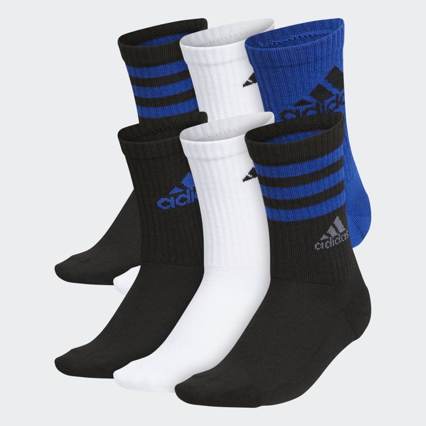 adidas Cushioned Mixed Crew Socks 6 Pairs - Blue | kids training ...