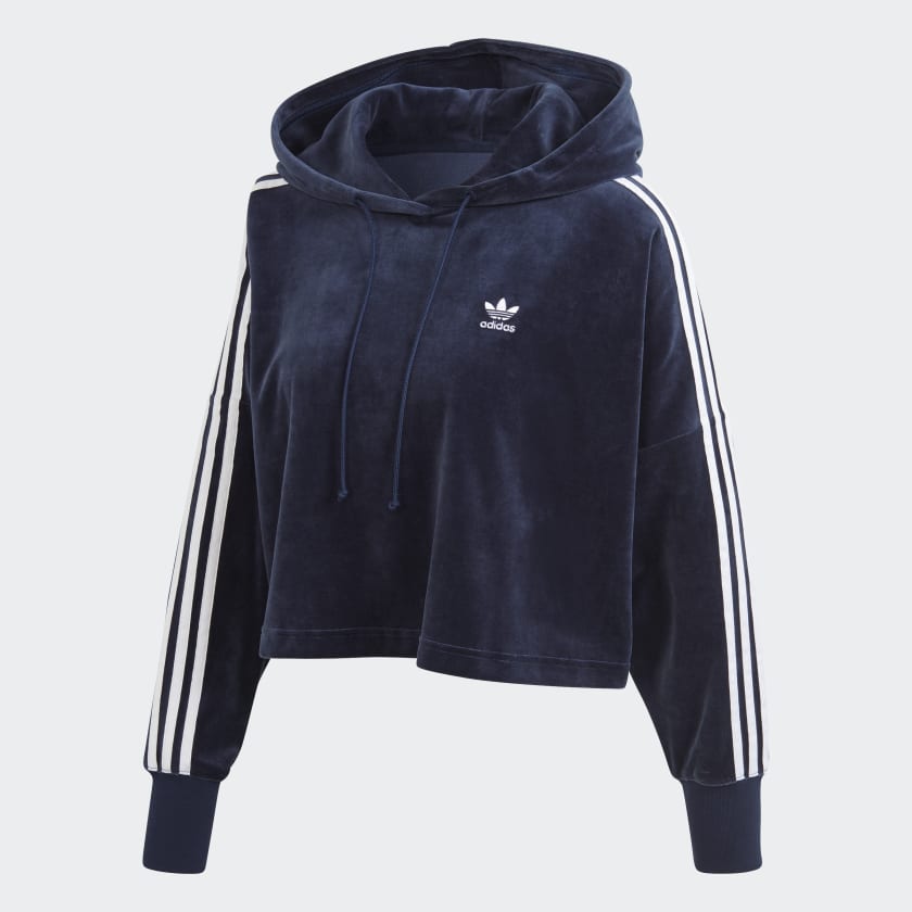Adidas cropped hoodie velvet hotsell