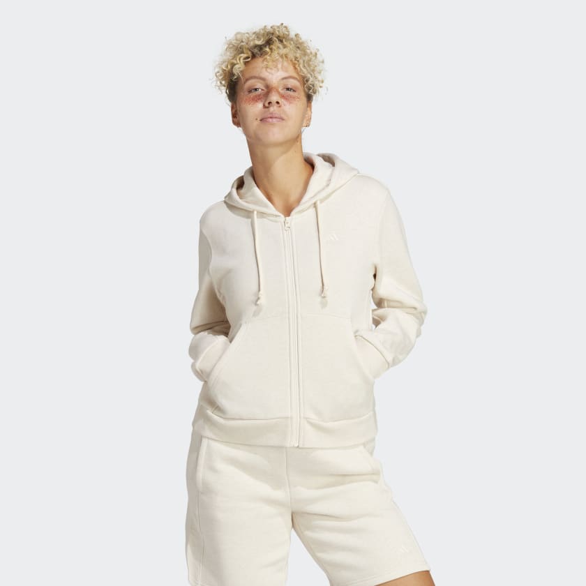 adidas ALL SZN Fleece Full-Zip Hoodie - Beige | Women's Lifestyle ...