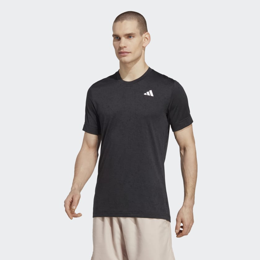 Camiseta deportiva hombre, color negro manga corta - racketball movil