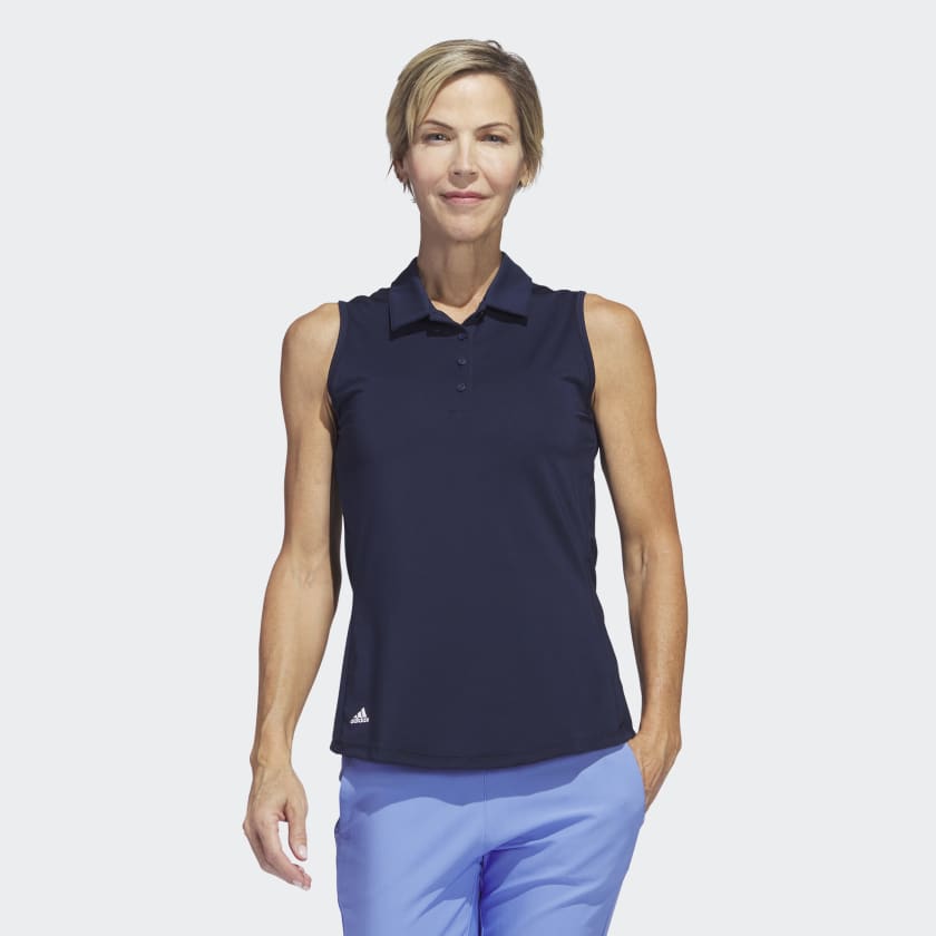 adidas Ultimate365 Solid Sleeveless Polo Shirt - Blue | Women's Golf ...