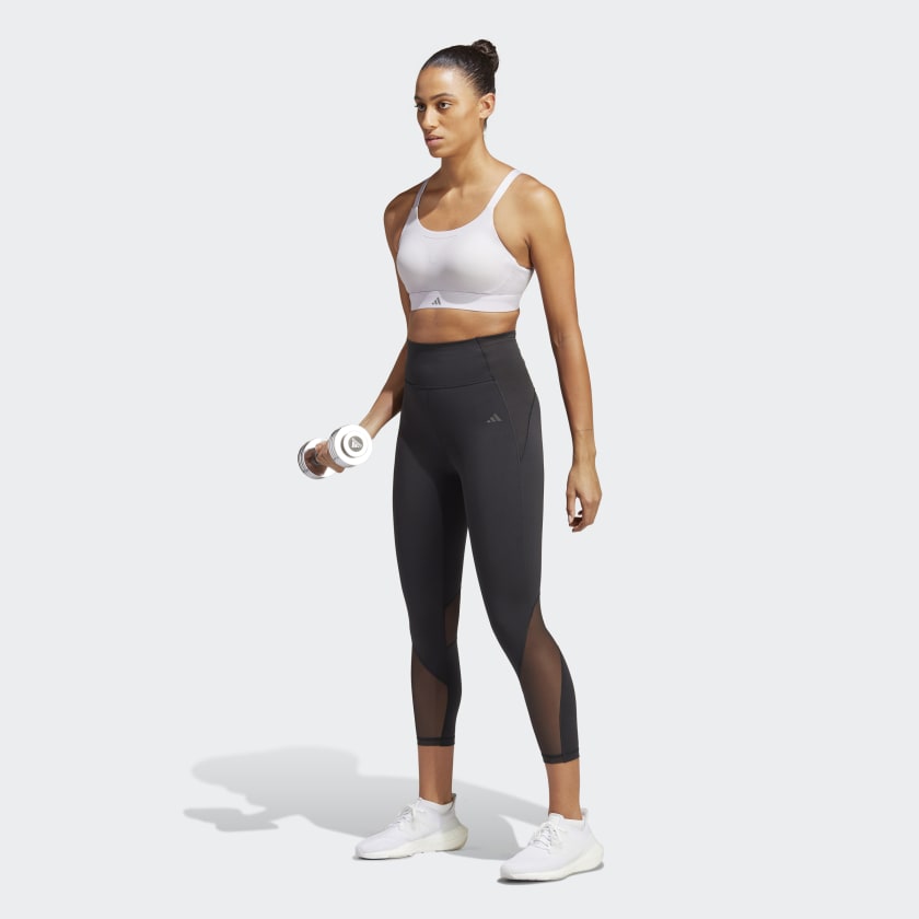 adidas Womens Hi-Rise Fitness Athletic Leggings Black XS