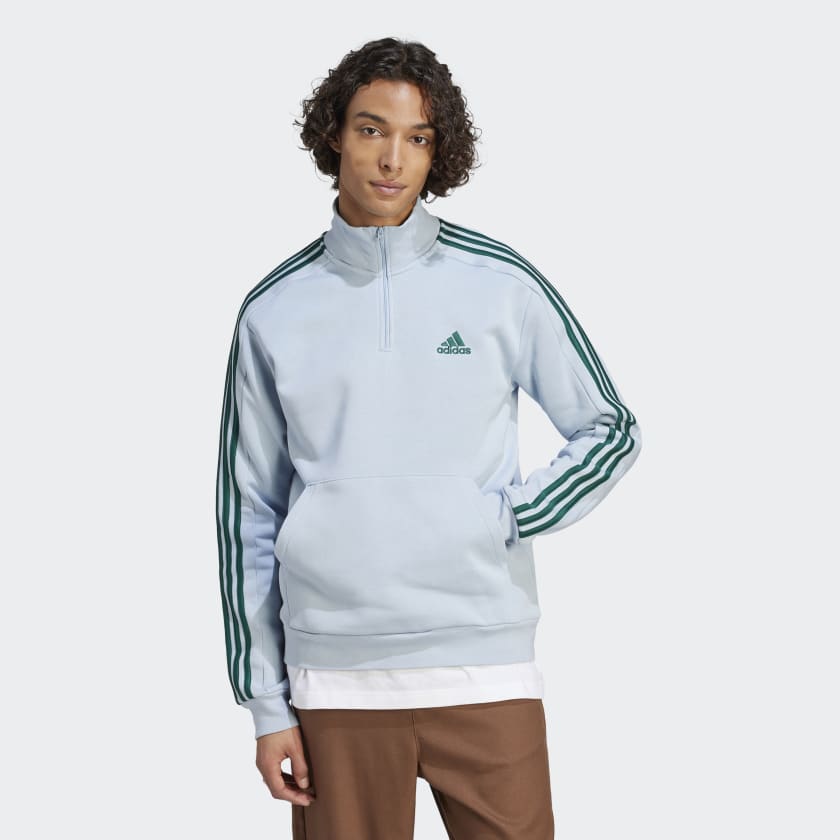 adidas Essentials Fleece 3-Stripes 1/4-Zip Sweatshirt - Blue