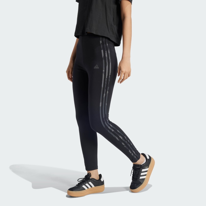 Black adidas three stripe leggings on sale