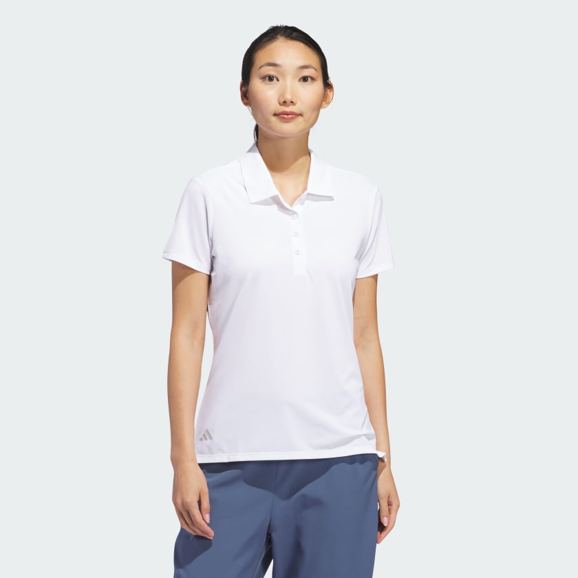 adidas Ultimate365 Solid Short Sleeve Polo Shirt - White | Women's Golf ...