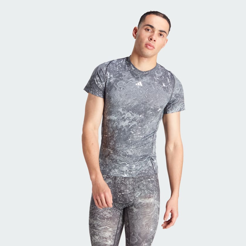 adidas Techfit AOP Training T Shirt Grau adidas Deutschland